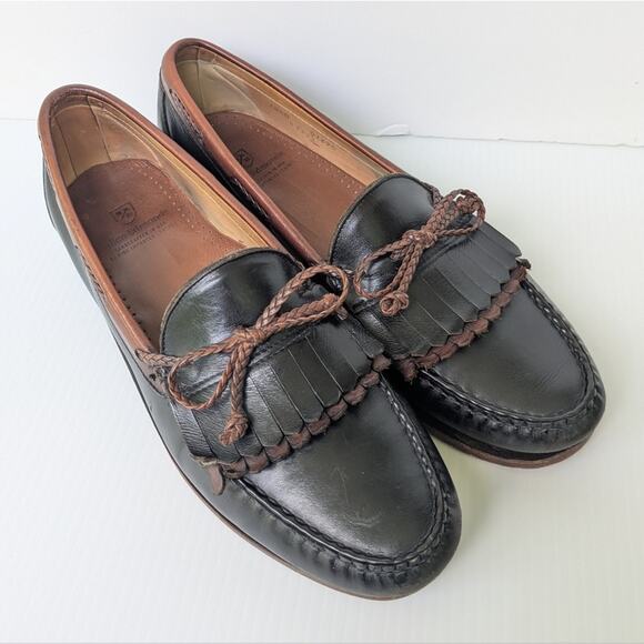 Allen Edmonds Woodstock Double Kiltie Leather Loafers 10.5 Men\'s Black Brown main image 7